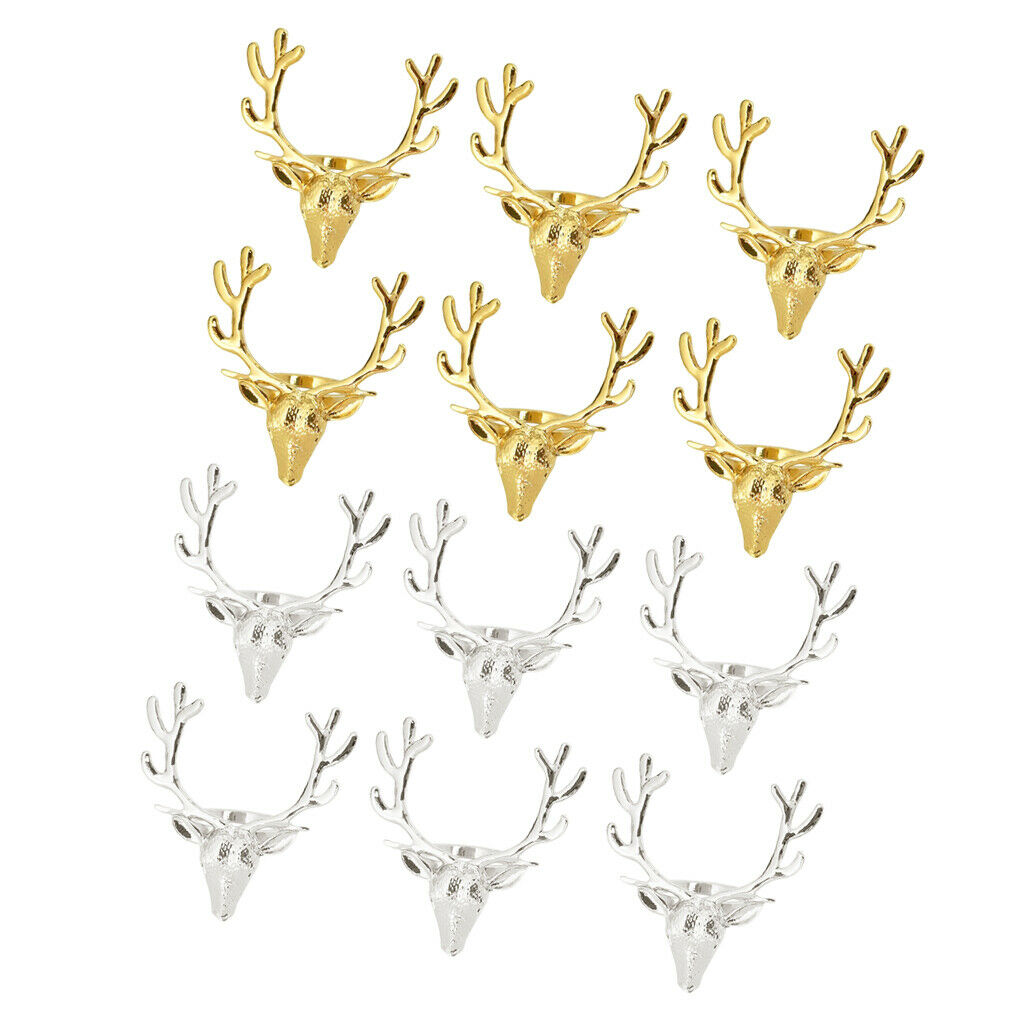 12pcs Dinner Napkin Rings Reindeer Serviette Towel Rings For Wedding Party