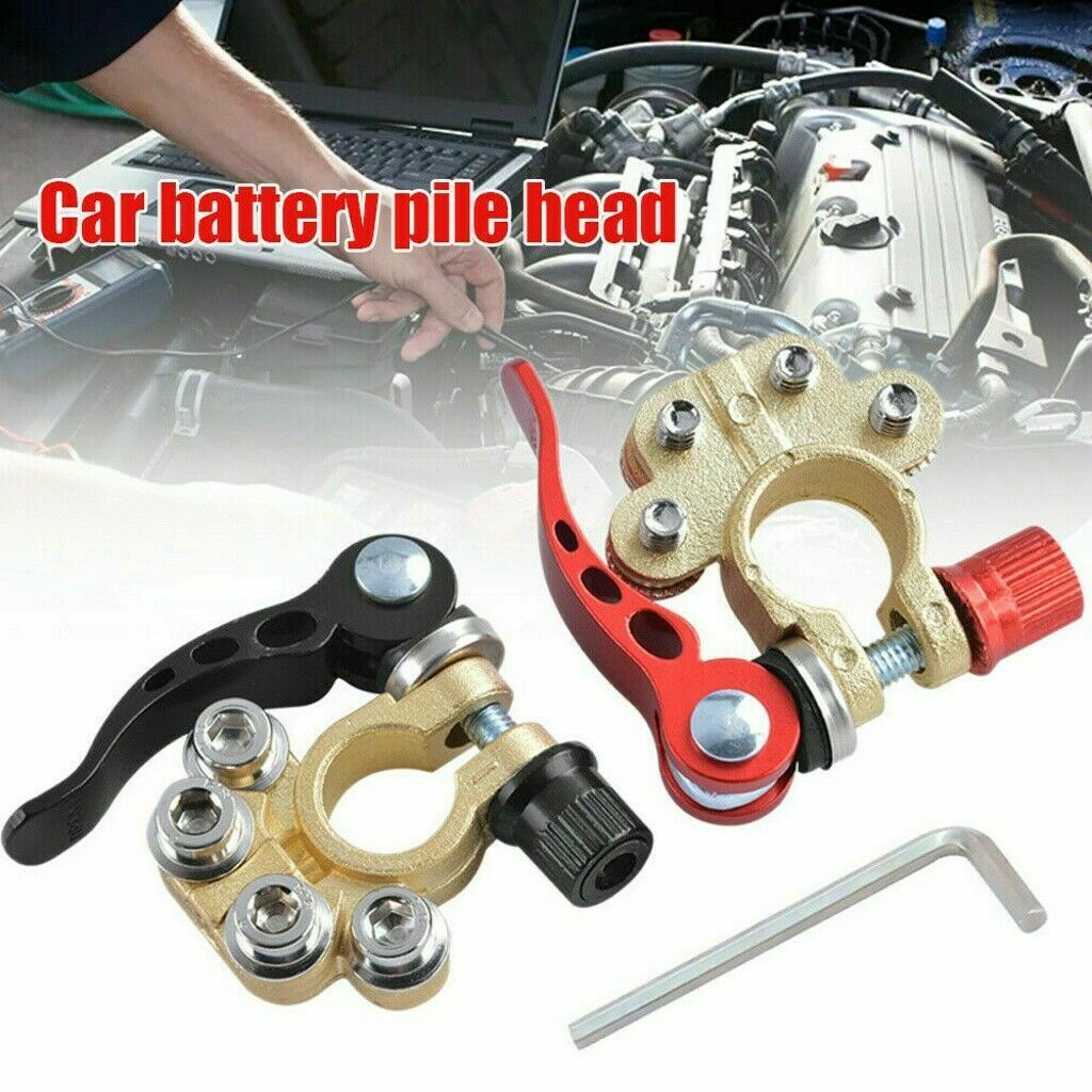 2PCS 4-Way Car Battery Terminals Connector Clamps Quick Release Clamp Disconnect