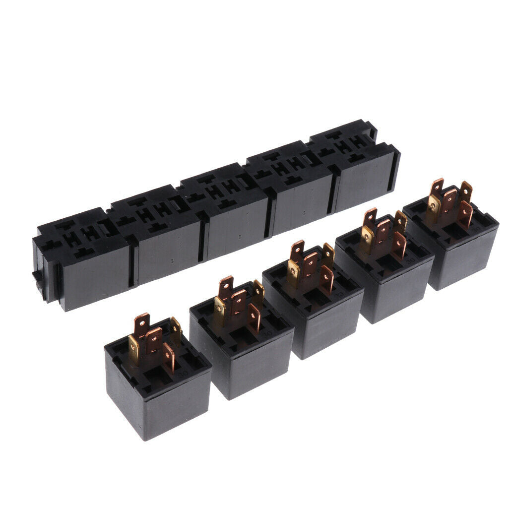 5pcs 80A 5Pin DPDT Relay Socket Holder Car Truck Automotive Electronic Parts