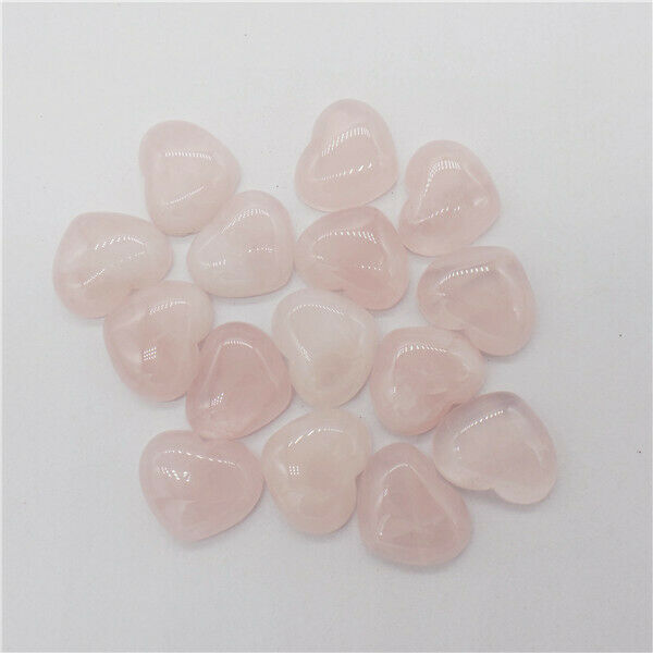 15Pcs 18x15x6mm Wholesale Natural Rose Quartz Love Heart Cab Cabochon DIY HH9686