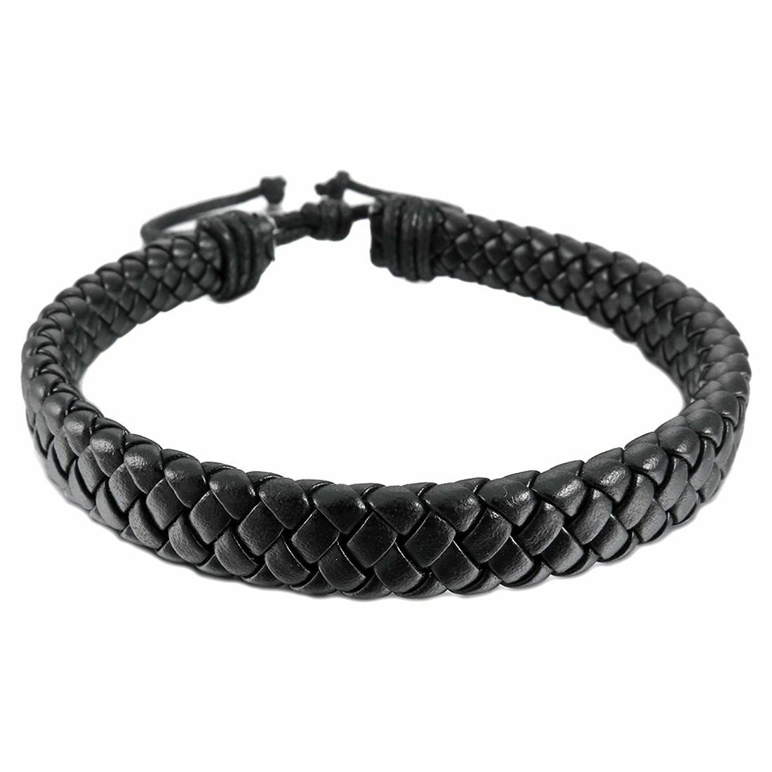 Adjustable Unisex Black Leather Bracelets Rope Bangle Chains For Men Women Gifts