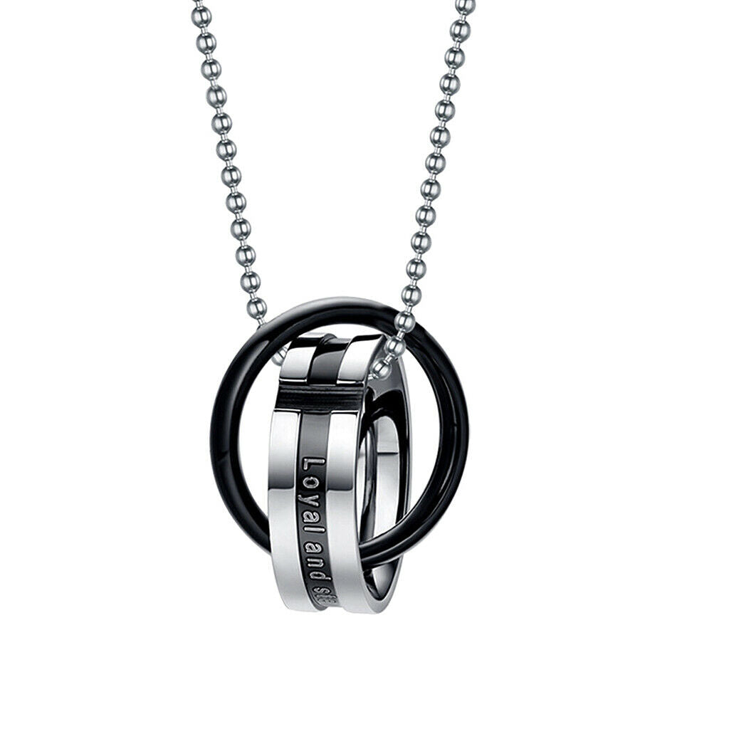 2 Pieces 316L Stainless Steel His Hers Double Ring Pendant Necklace Jewelry