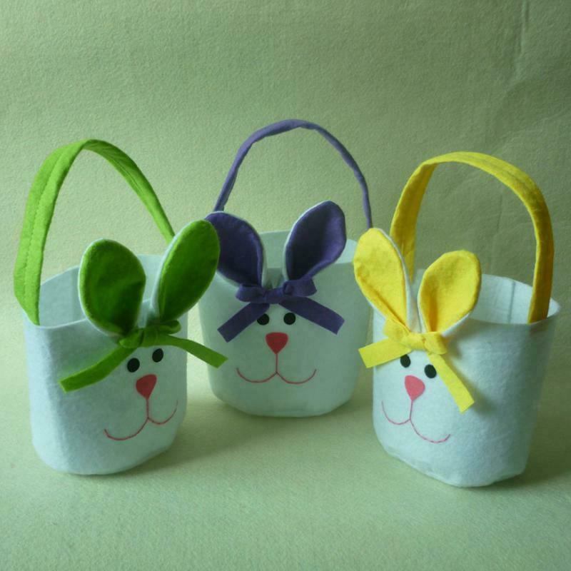 3pcs Easter Bunny Ear Bags Non-woven Fabric Rabbit Shopping Candy Bags Tote