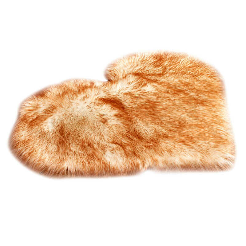 Heart Shape Shaggy Faux Sheepskin Area Rug Floor Carpet Mat White Yellow