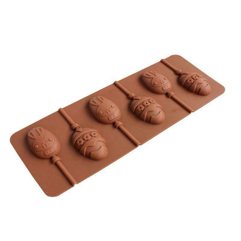 6 Cavity Easter Eggs Chocolate Lollipop Silicone Mold Candy Cookie Cake Mould