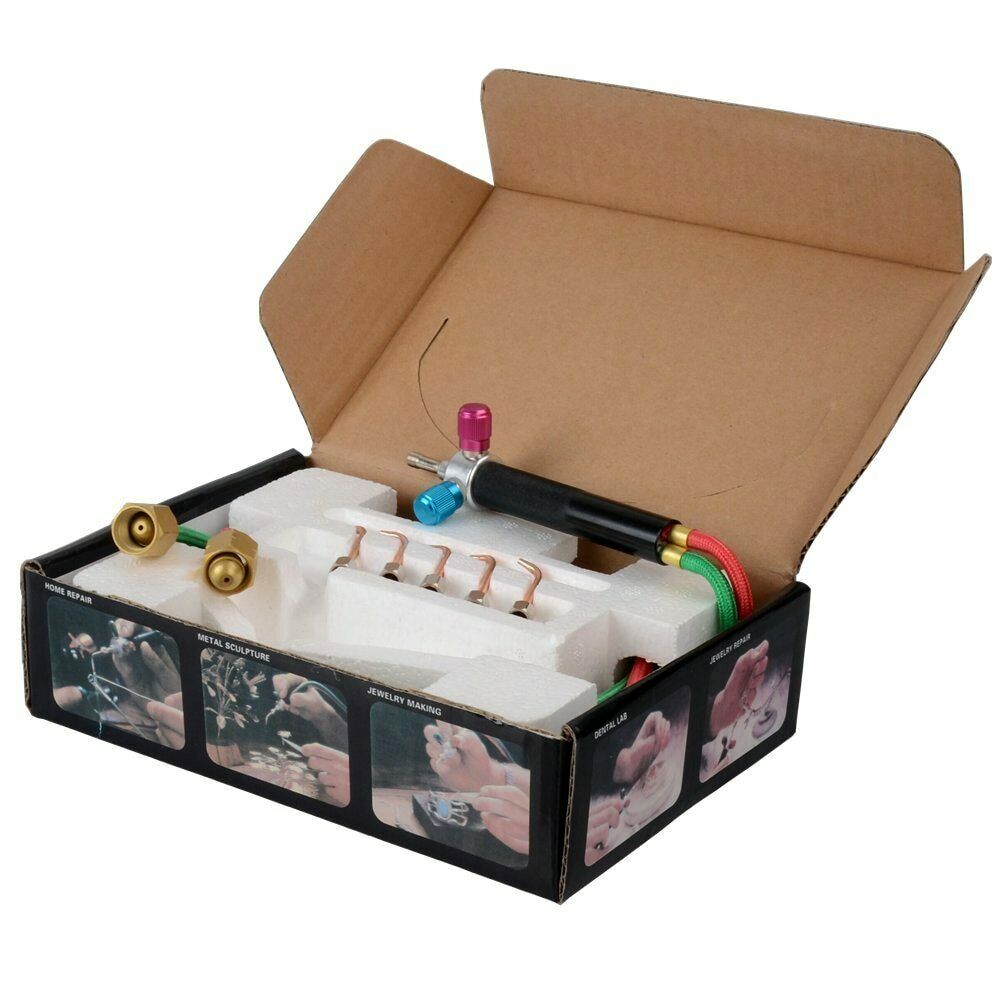 Welder Gas Oxygen Butane Welding torch Gun Cutting Kit With 5 Nozzles