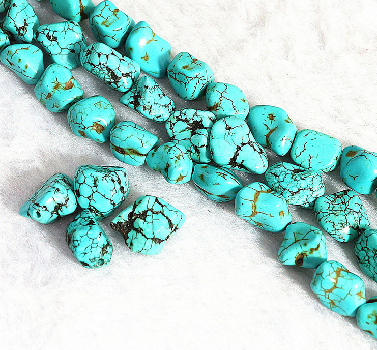turquoise stone 11X13mm irregular beads fashion women jewelry 15inch AAA