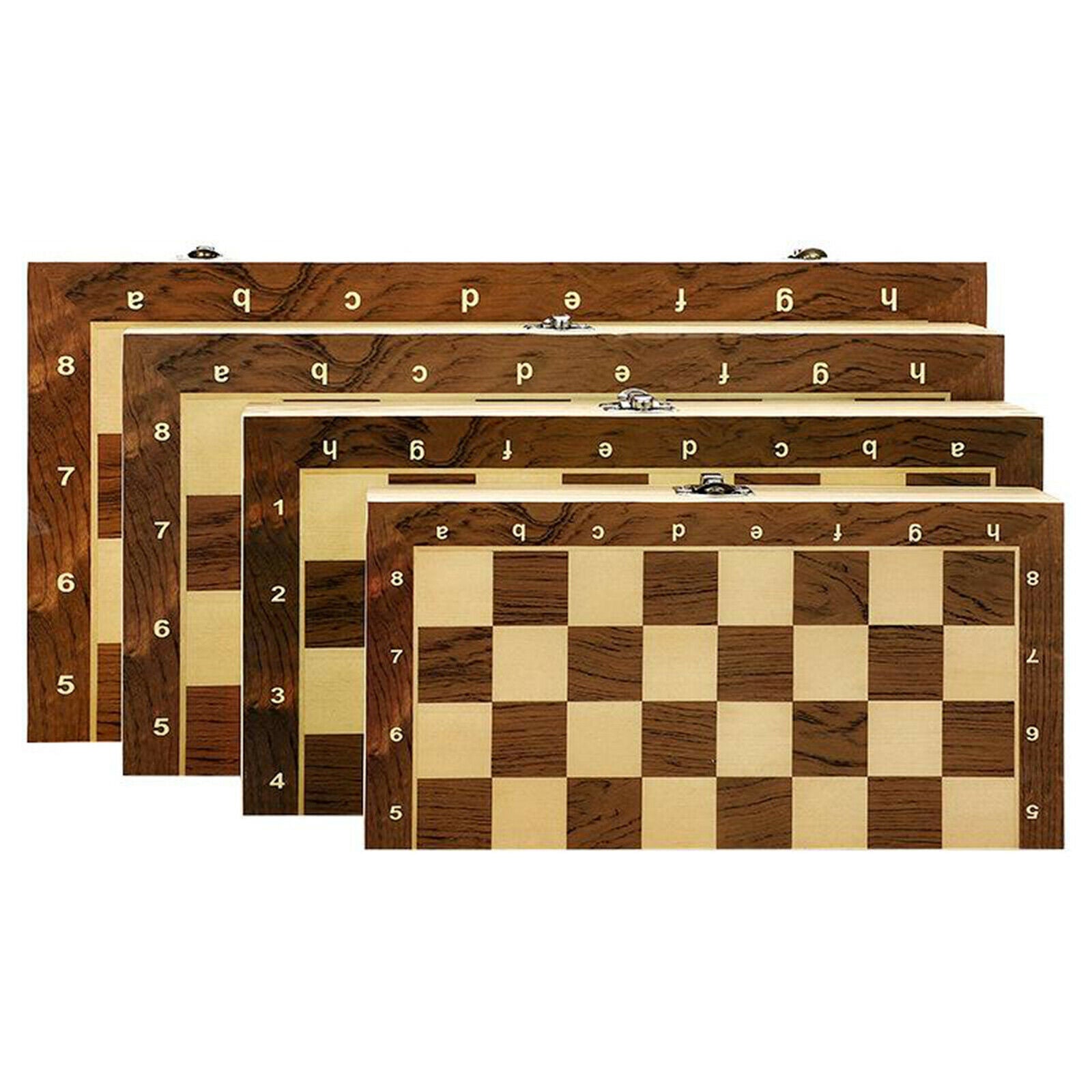 Travel Folding Magnetic Wooden Chess Kit 34cm Chessboard w/ Extra 2 Queens