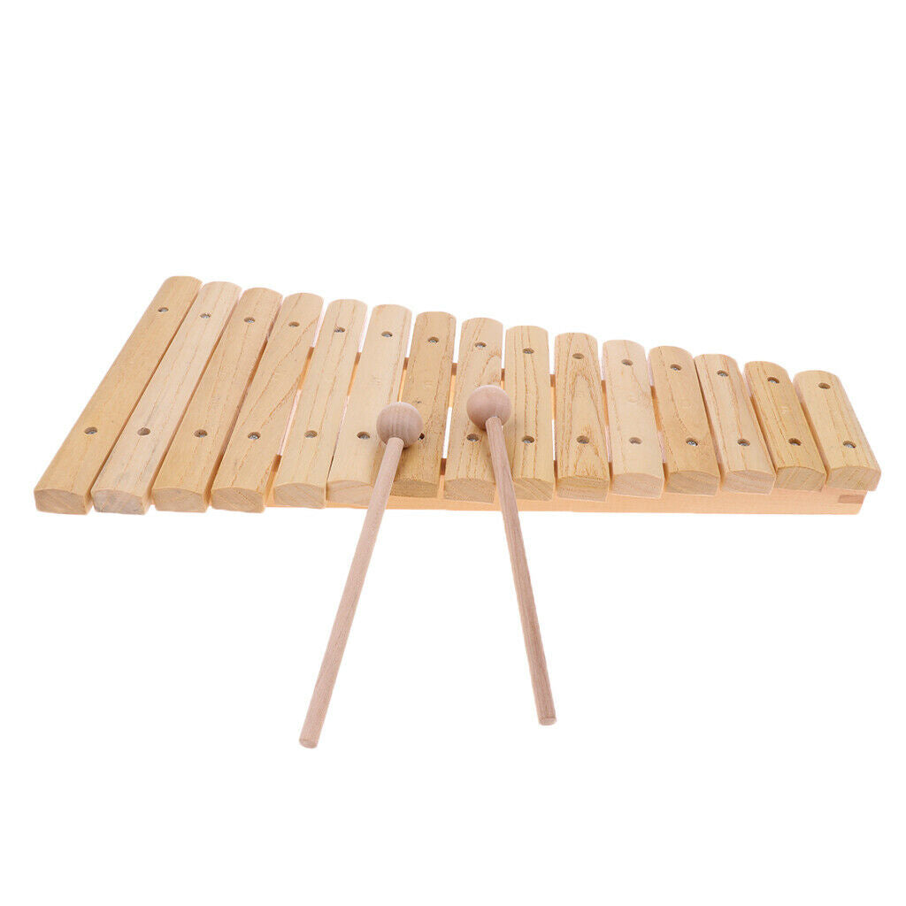 15 Sound Xylophone Piano Wooden Instrument with 2 Mallets for Kids Early Musical