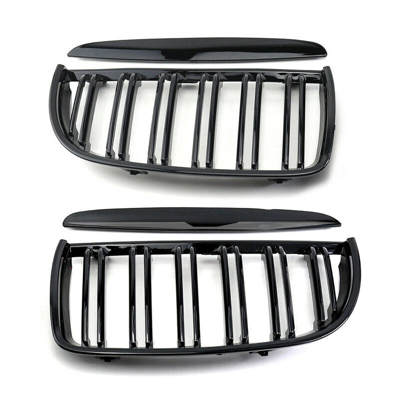 2x Gloss Black Front Hood Kidney Grill Grille Fit For BMW 3 Series E90 E91