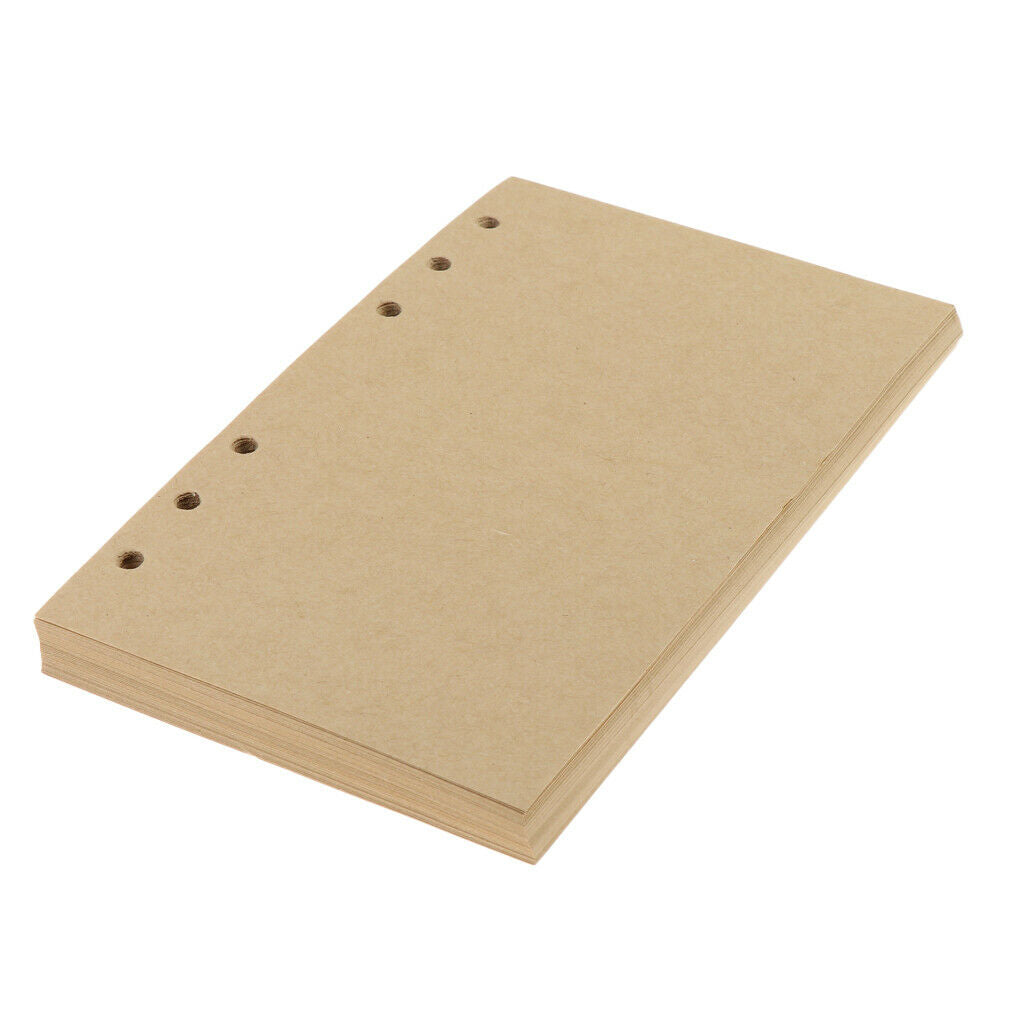 80 Sheets A6 Unlined Refill Unlined Kraft Paper Inserts Loose Leaf Refillers