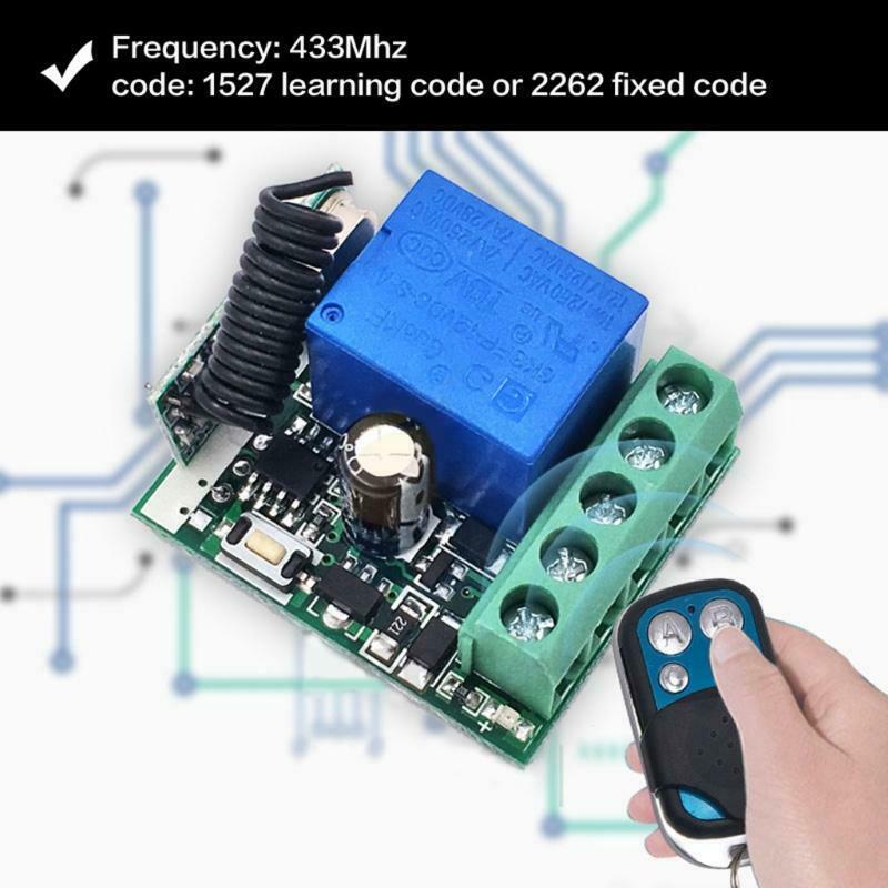 433Mhz Universal Wireless Remote Control Switch DC 12V 10A 1CH Relay Receiver