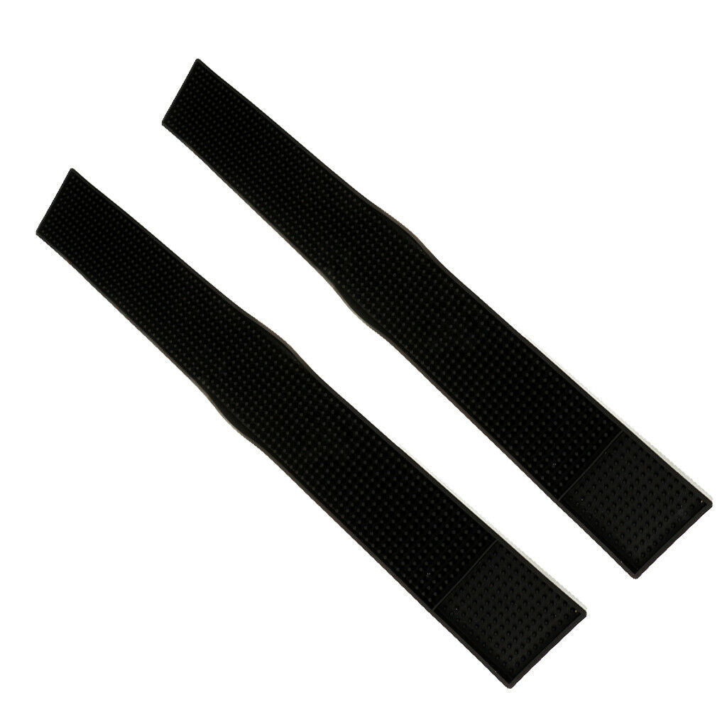 2x Rubber Bar Service Mat Water Proof Bar Mat Cocktail Cup Coaster Tool 8x58CM