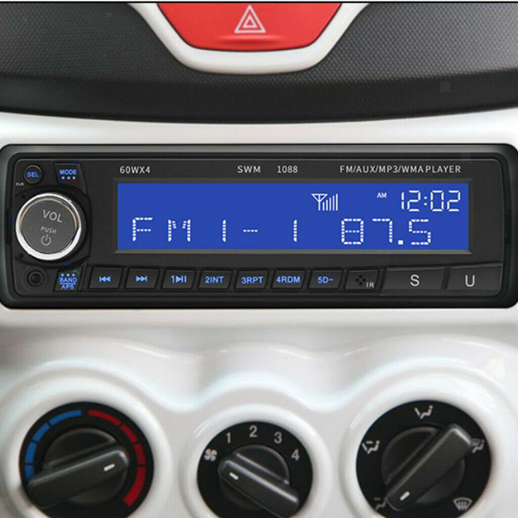 Metal Auto Stereo MP3 Player FM AUX USB Input Bluetooth 7.4x2.28x3.94inch