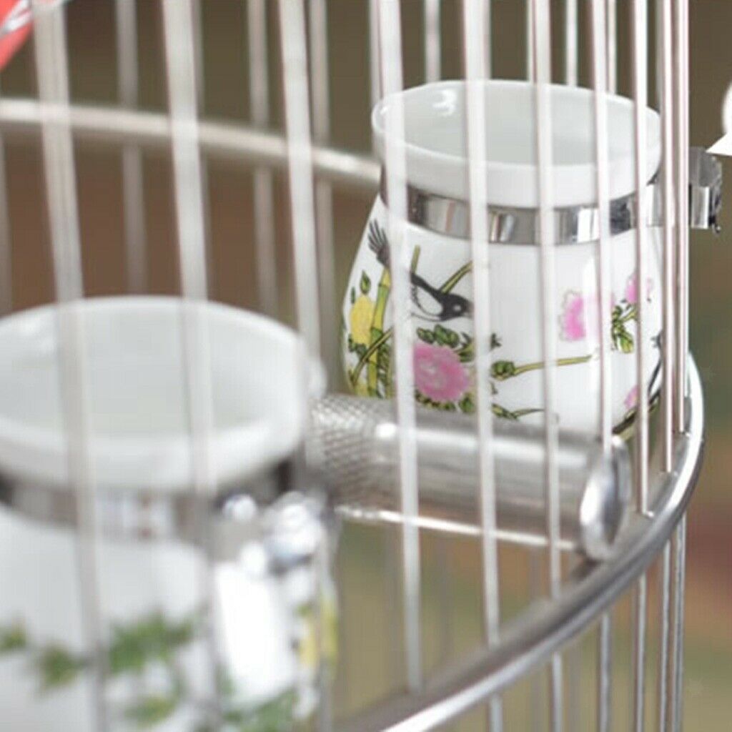 2 x Bird Feeding Cups, Ceramic Food Water Bowls Dish Feeder for Cockatiel Conure