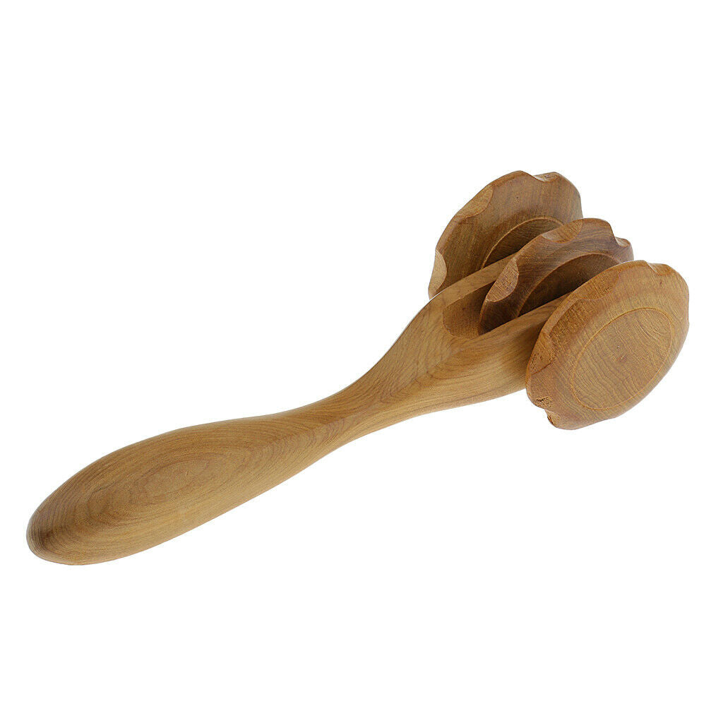 Handmade Wooden Massager With Easy Grip Handle, Acupressure Massager Roller,