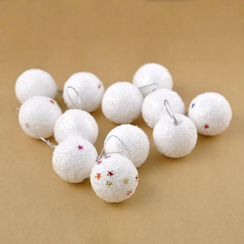6X White Snowballs Ornaments Christmas Tree Hanging Holiday Party Home De.l8