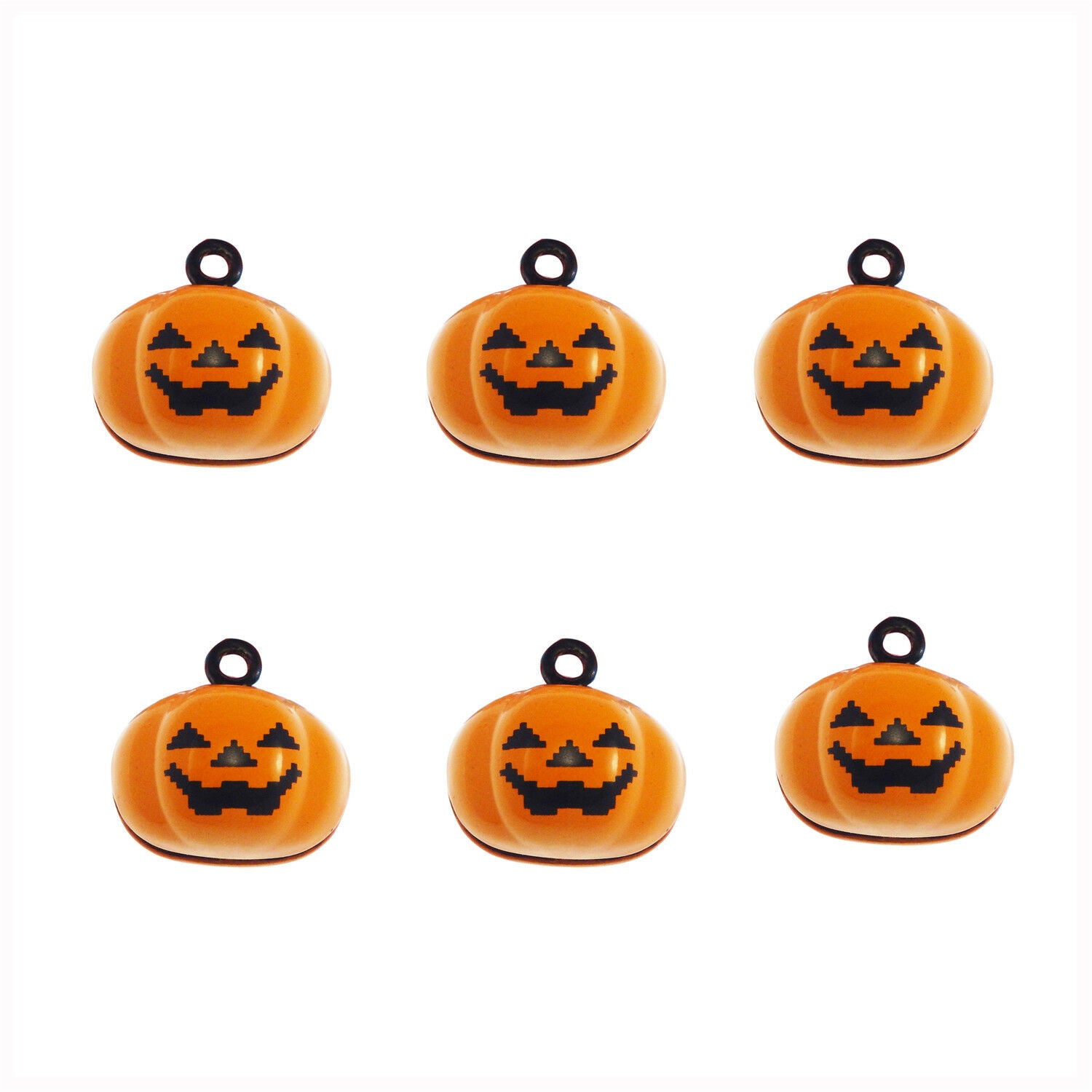 5pcs Orange Color Halloween Pumpkin Bells Alloy Pendants Charms Jewelry 53561