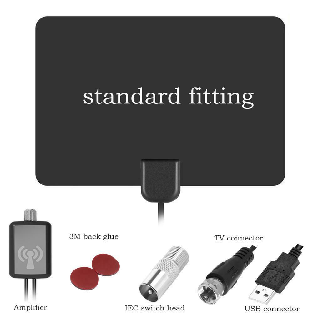Digital TV Antenna VHF UHF Aerial with Amplifier 80 Miles DVB-T/T2 Receiver @