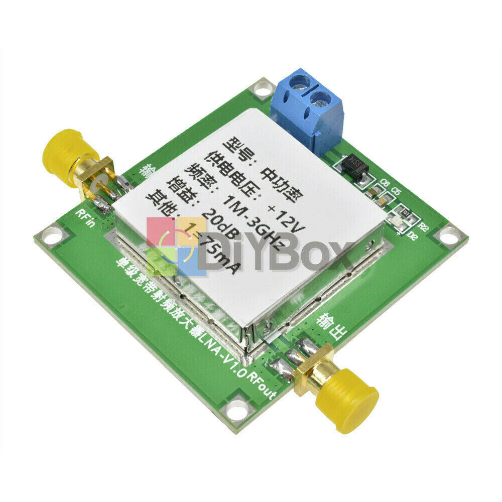 2.4GHz 20dB LNA RF Broadband Low Noise Amplifier Module UHF HF VHF1-3000MHz
