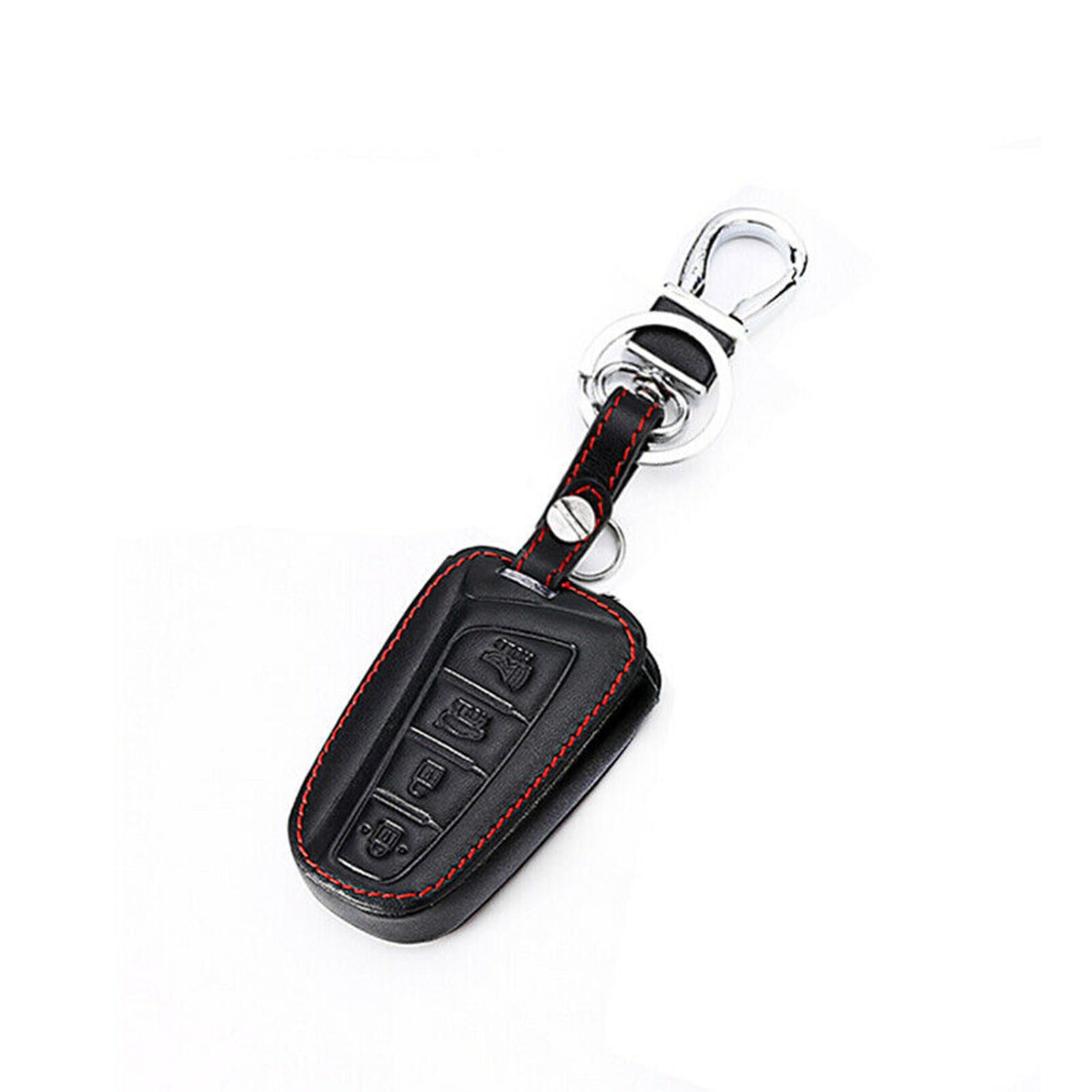 For Hyundai Santa Fe ix45 Remote Key Fob Bag Holder Leather Cover Case 4 Buttons