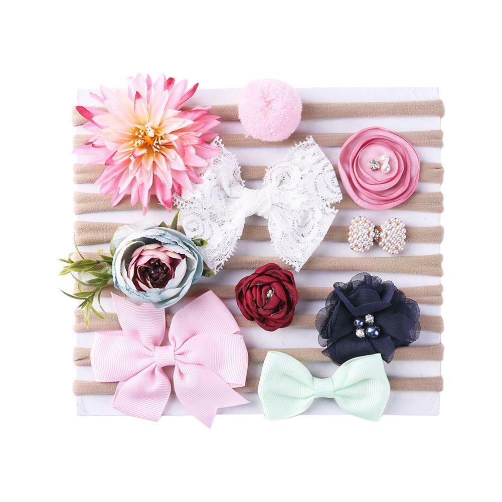 10pcs/Bag Baby Girls Headbands Lace Elastic Photo Photography Prop Hairband @