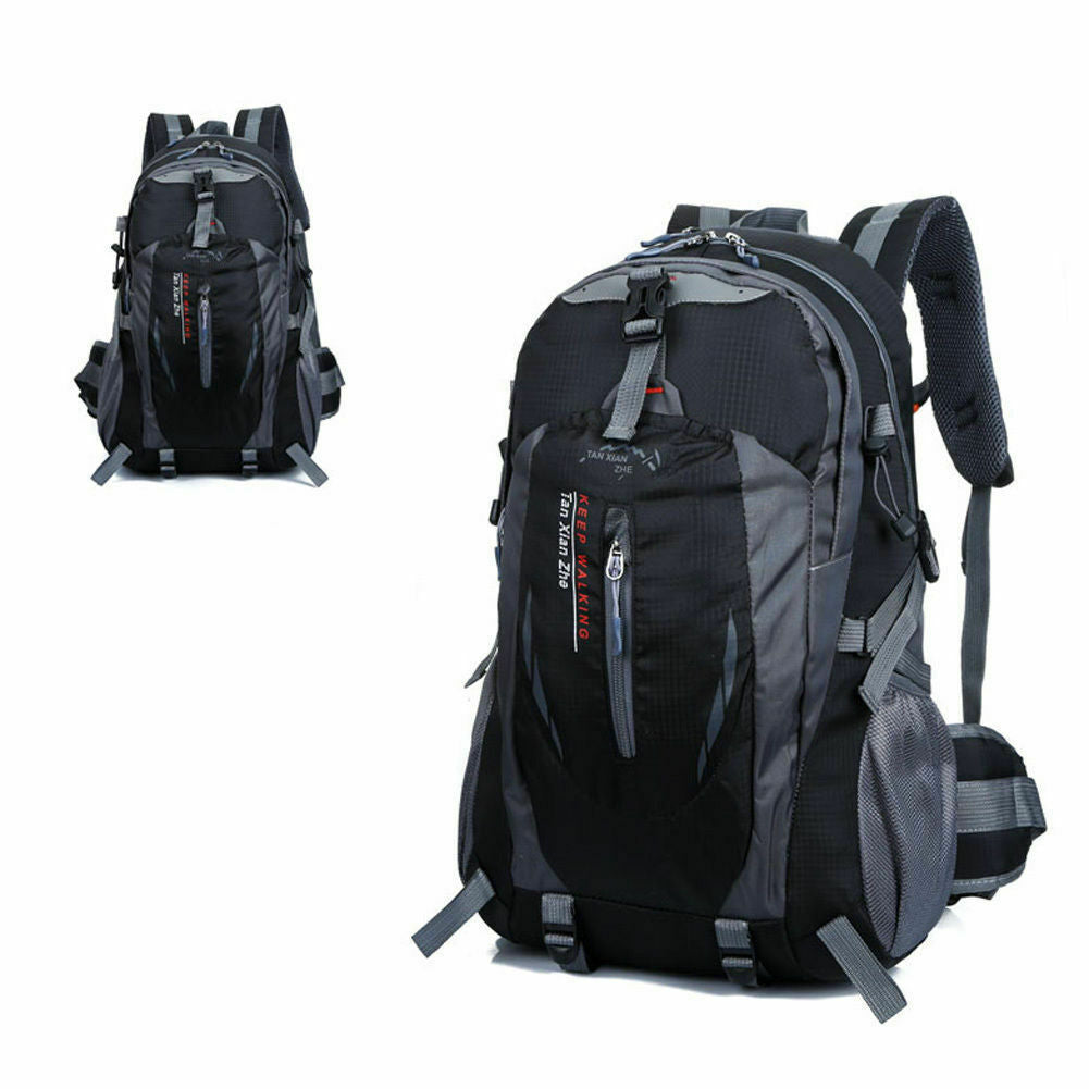 Outdoor Hiking Camping Waterproof  Nylon Rucksack Backpack Bag - Black