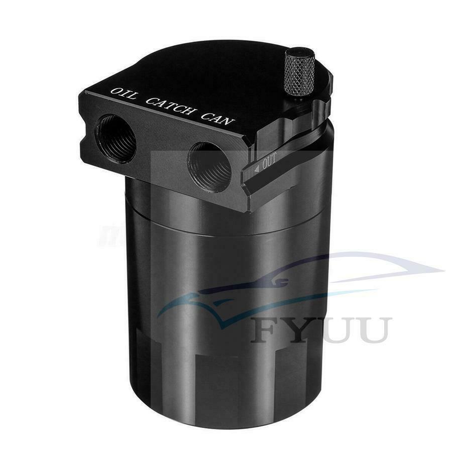 300ML Aluminum Oil Catch Can Reservoir Tank Kit Engine Black Polish Baffled