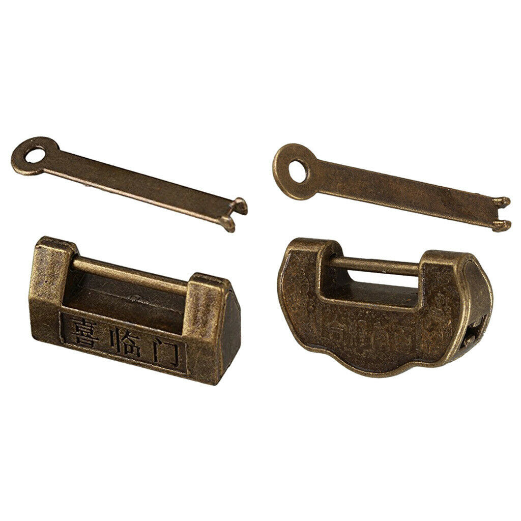 2Pcs Metal Zinc Alloy Padlock for Furniture Luggage Suitcase Cabinet Bronze
