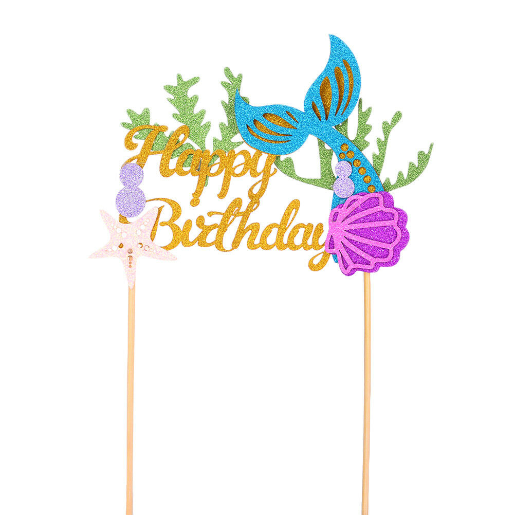 Starfish Mermaid Happy birthday Cake Toppers Cupcake Baby Shower DIY Gif.l8