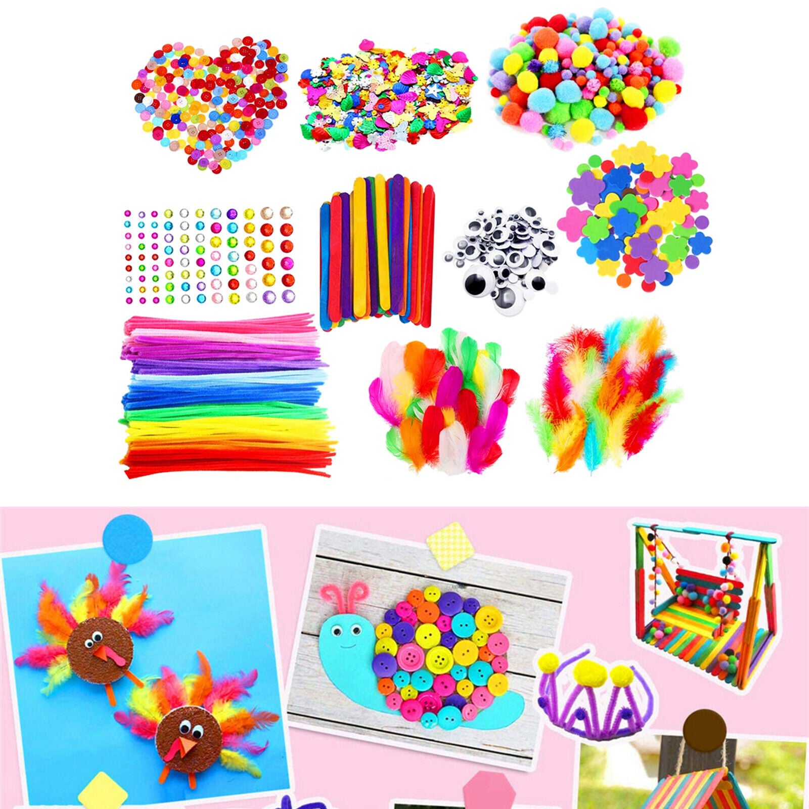 All in One Kids Arts & Crafts Supplies Kit DIY Crafting Collage Material Set