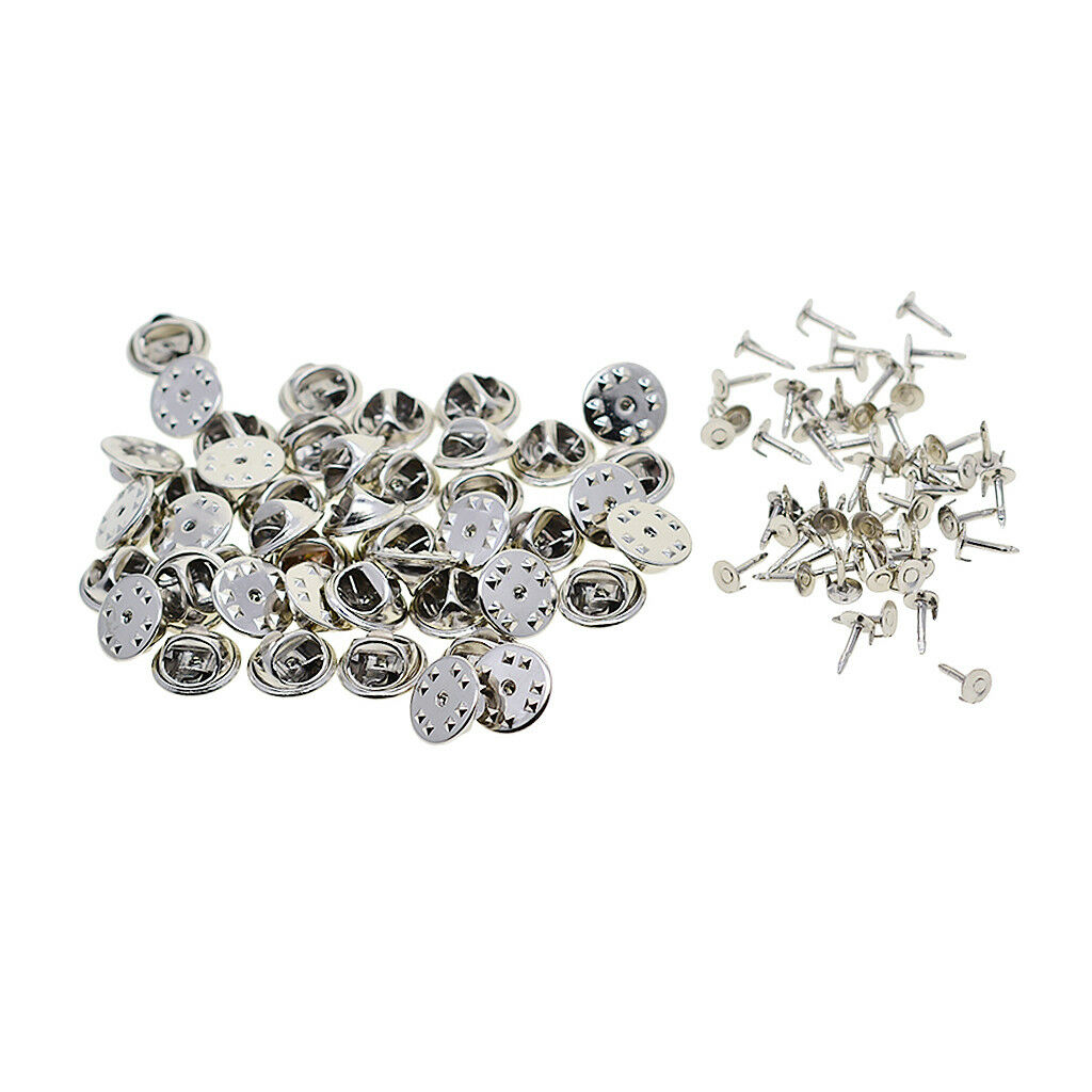 50 Sets Badge Tie Tags Tacks Butterfly Pinch Back Pins Clutch Back Lapel Pin