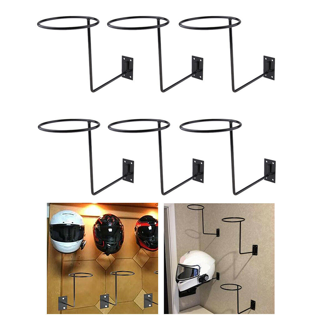 Set of 6, Helmet Holder Display Wall Hanger Wall Mounted Accessories Black