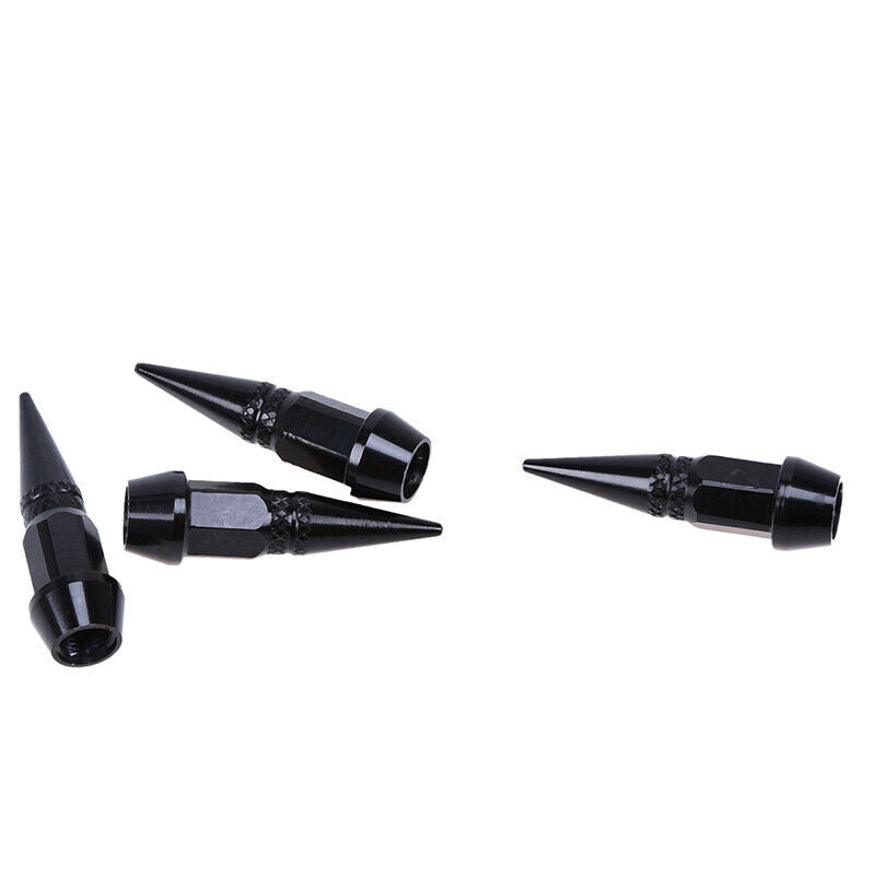 4Pc Black Chrome Aluminum Metal Spike Wheel/Tire Valve Stem Car Truck Air Caps
