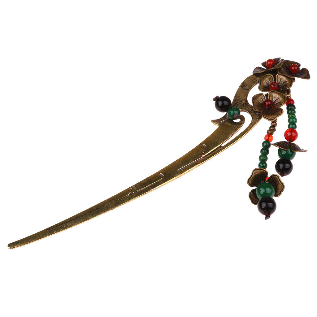Brass Flower Design Hair Stick Long Hair Jewelry Elegant Wedding Hairpn