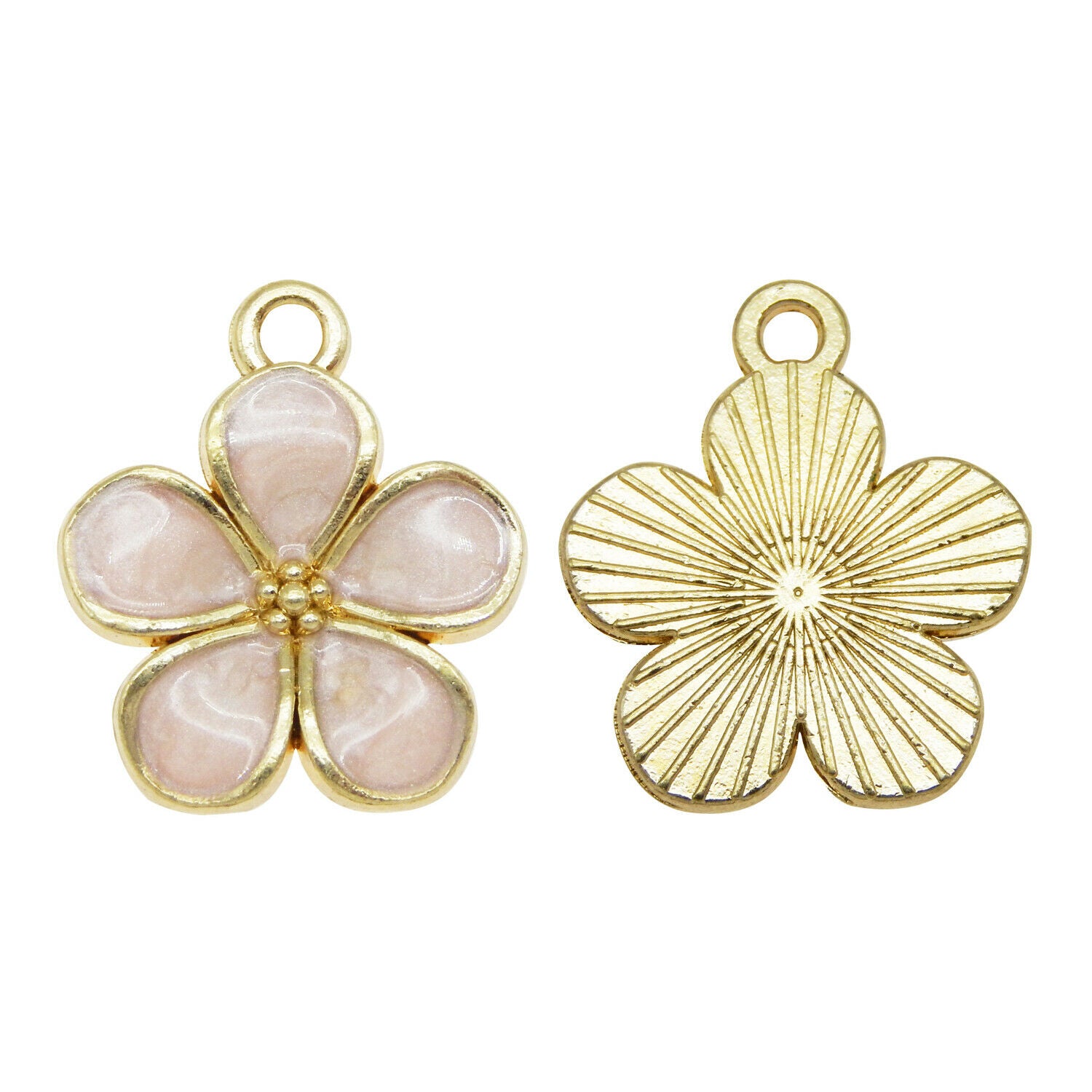 16 pcs Pink Flower Enamel Charm Alloy Pendant Jewelry Making Drop Dangle 16*14mm