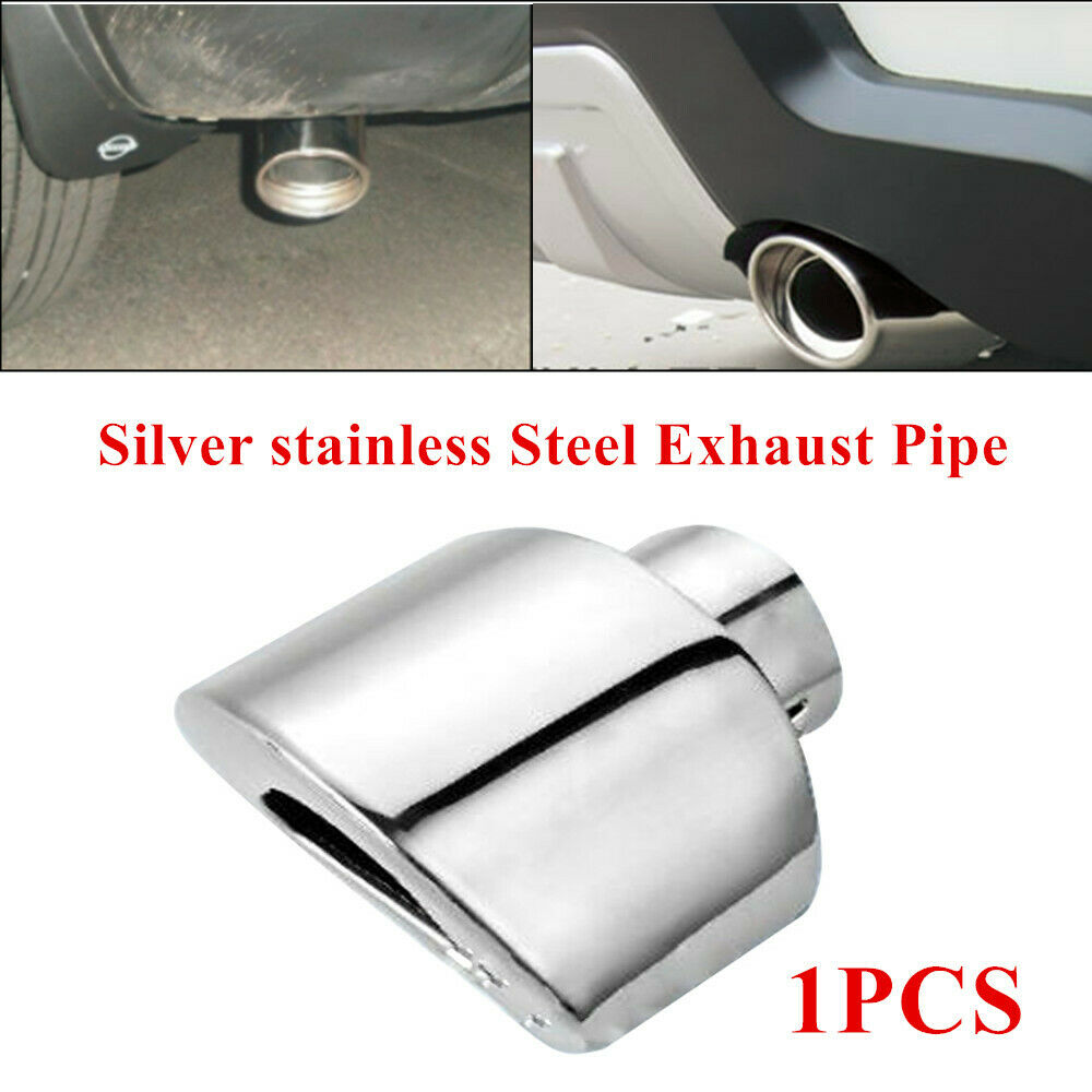 1PC 63MM 2.5" inlet Car SUV Exhaust Tip Chrome Stainless Steel Muffler Tail Pipe