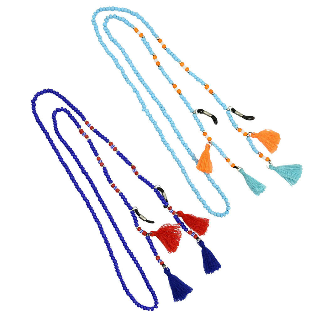 2pcs Eye Glasses String Holder Beaded Eyeglass Holder Chain Necklace Women