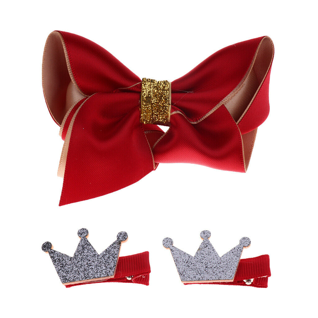 16 Pieces Kids Baby Girl Bow Hair Clips Flower Barrette Pins Gift 16 Pcs-Red