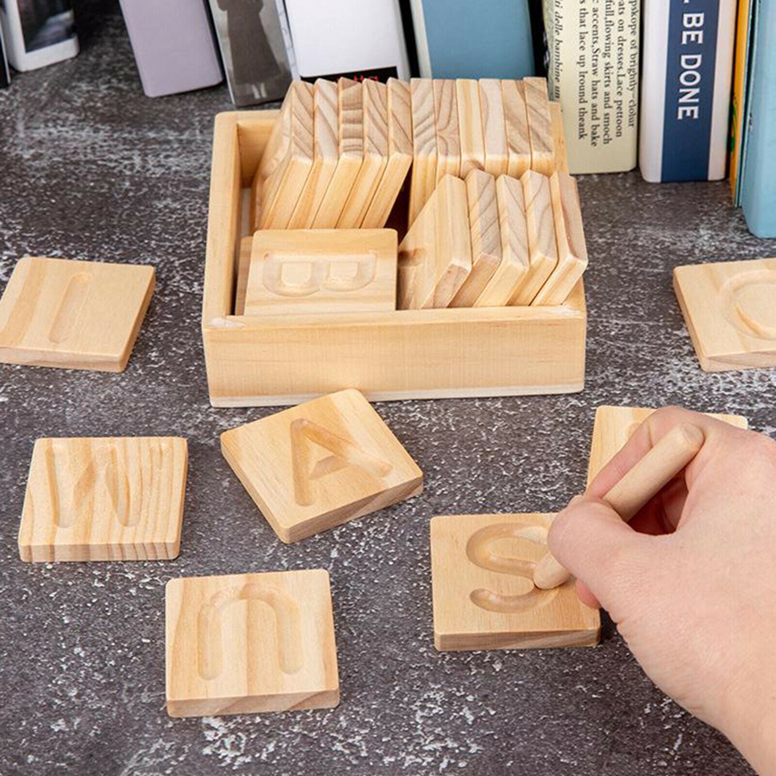 Preschool Learning Letter Tracing Alphabet Cards, Solid Wood with Stylus Pen