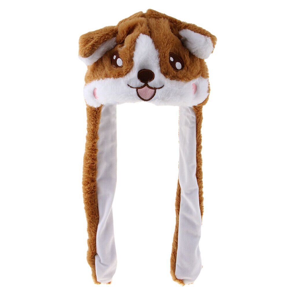 Lovely Plush Corgi Pinching Dog Ear Hat Can Move Birthday Holiday   Fancy
