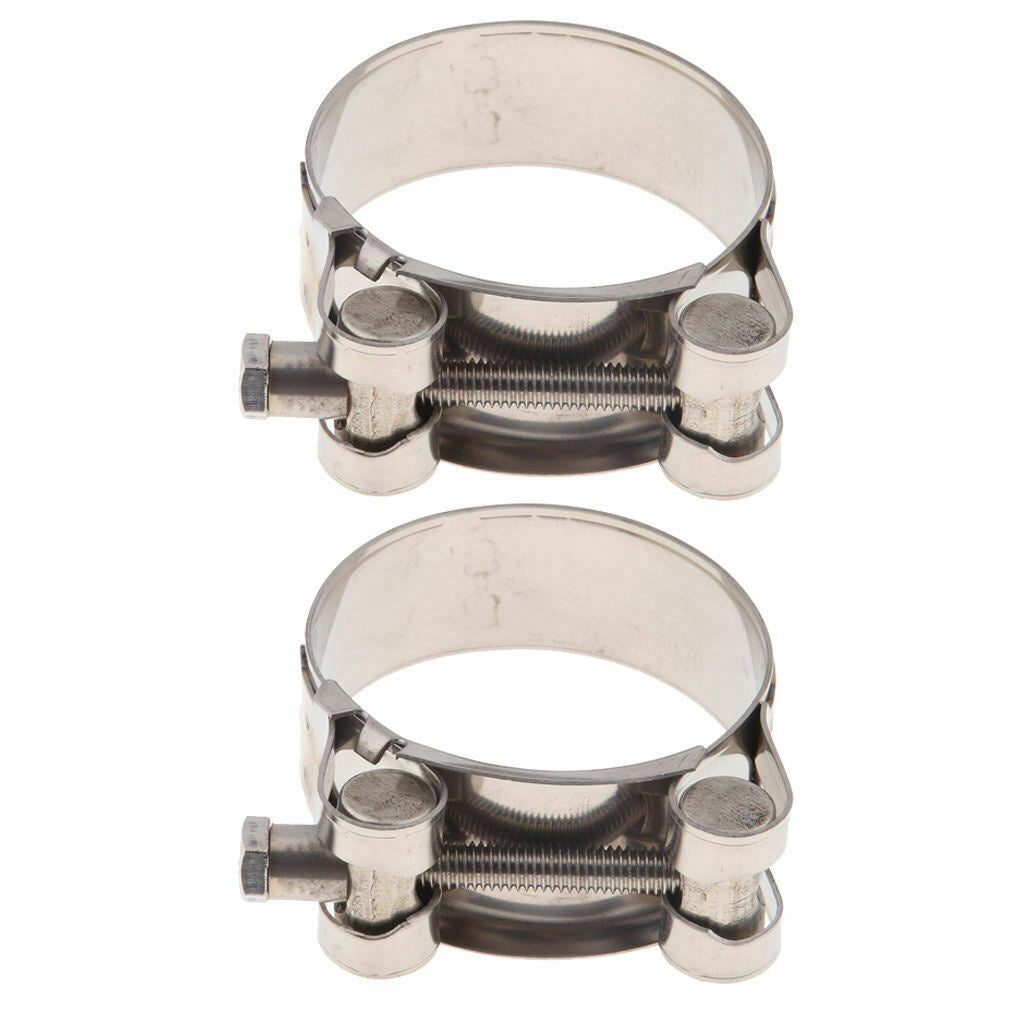 2pcs Stainless Steel Clamp Clip Ring Motorcycle Bike Exhaust Muffler 48-51mm
