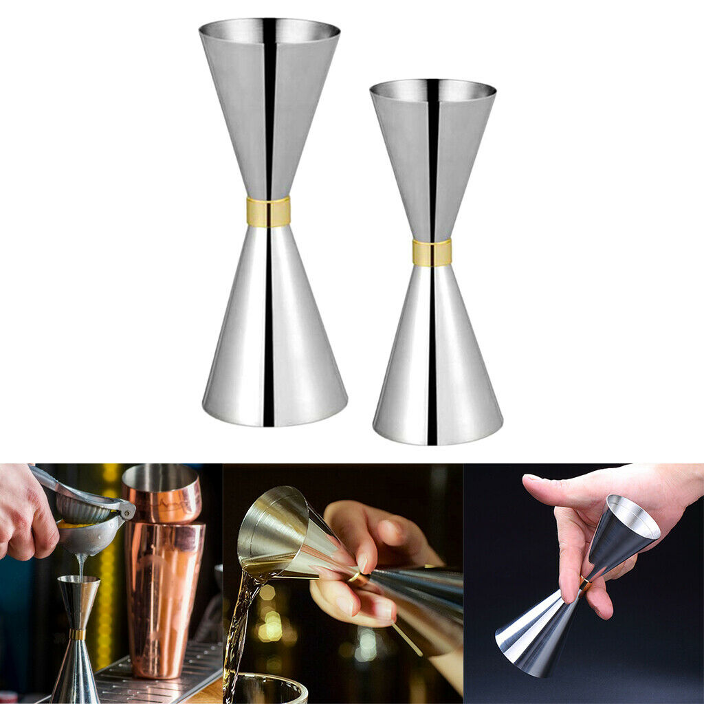 2 Pcs Stainless Steel Double Cocktail Jigger Bar Jigger 30&45ml and 45&60ml