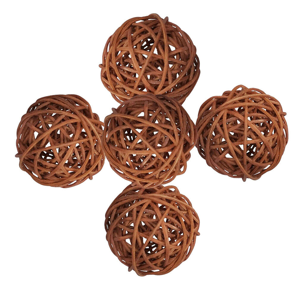 5pcs Wicker Rattan Balls Table Wedding Party Christmas Decorative Craft 7cm