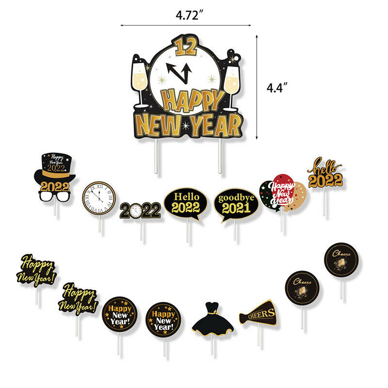 2022 New Year Party Decoration Cake Insert Cards Birthday Celebration Supplies