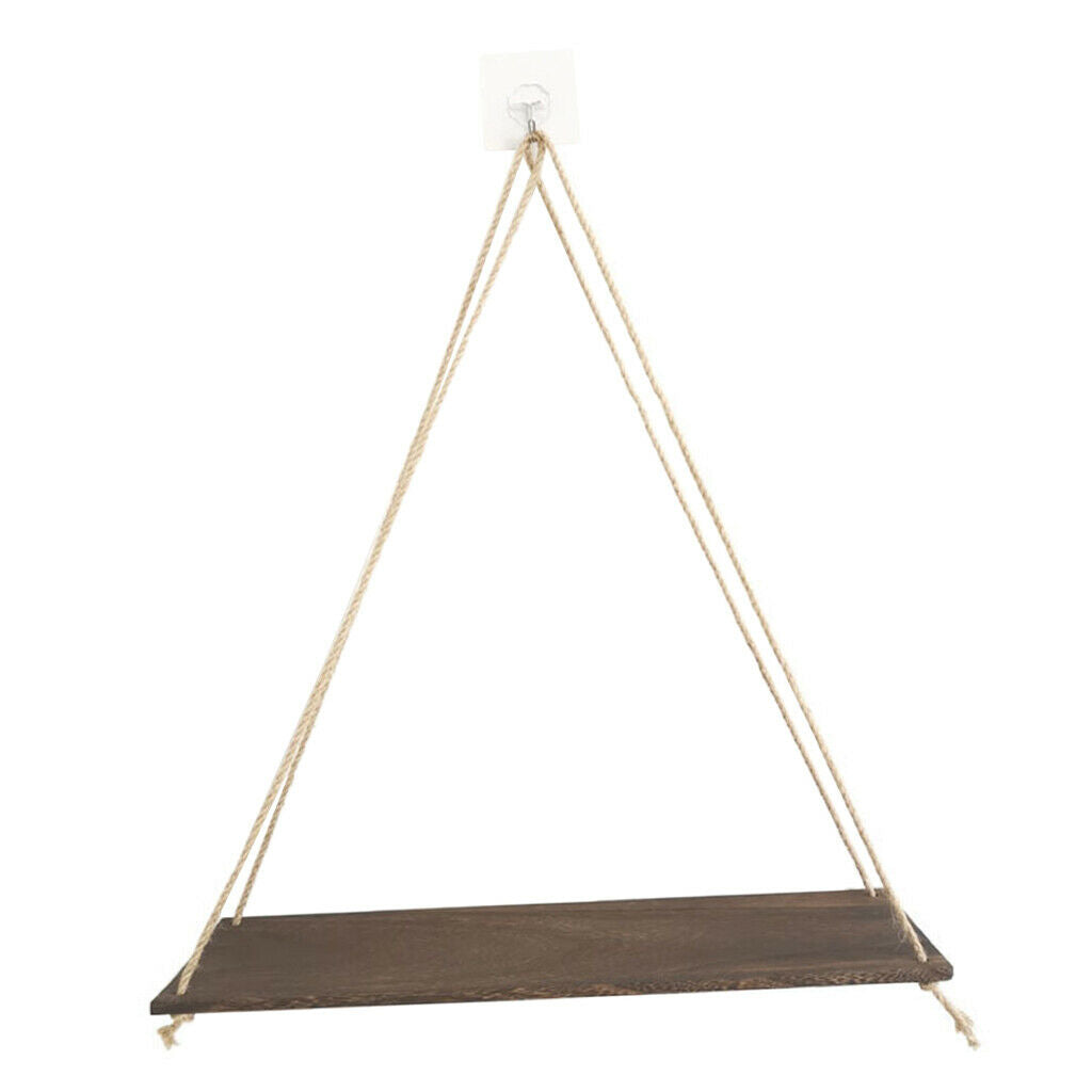 4x Wall Mounted Shelves Flowers Pot Hanging Rack with Rope Decoration Gifts