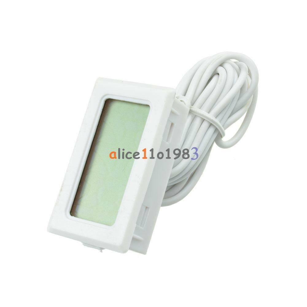 White Aquarium Temperature Gauge LCD Thermometer For Fish Tank T110 TPM-10 2m