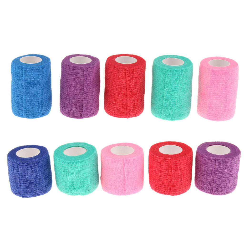 10Pcs Cute Pet Dog Cat Vet Wound Elastic Cohesive Bandage Self Adherent Wrap