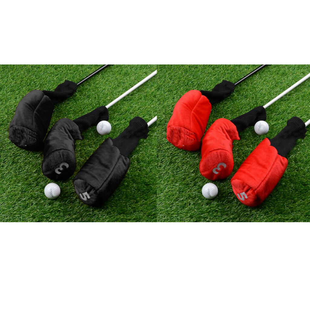 6pcs Golf Club Cover Wood Headcover Protector Long Neck Socks Sleeve Bag