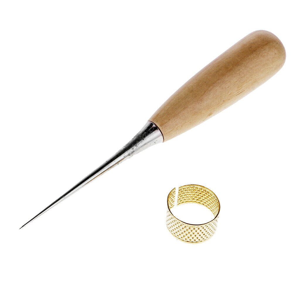 12 Pieces Basic Hand Sewing Leathercraft Set Curved Needles Waxed Thread